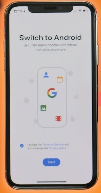 how to bluetooth iphone to android phone - open the switch to android app and tap start