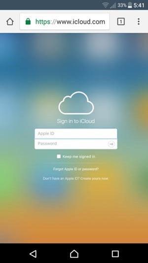 login to your icloud account to transfer files from iphone to android