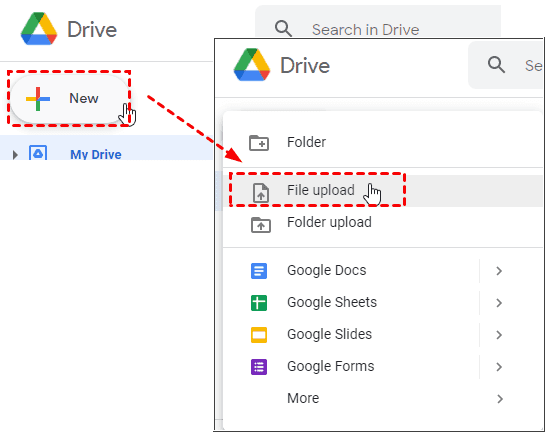 upload files to google drive 