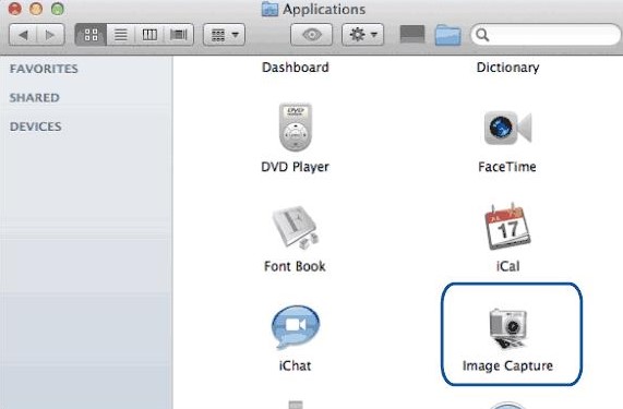 open image capture to transfer iphone photos on mac