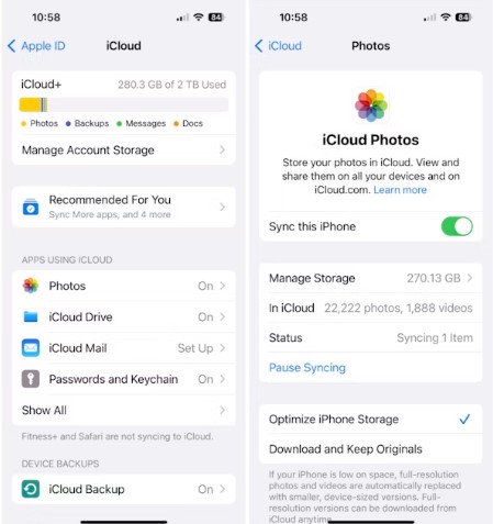 activa las fotos de icloud en tu iphone