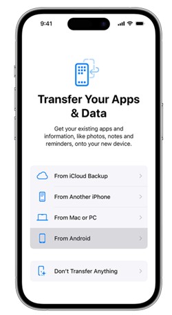 mover archivos de teléfono android a iphone con mover a ios aplicación