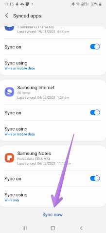 turn on the sync on button to transfer your notes