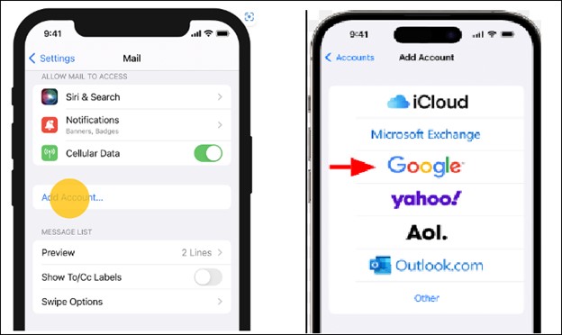 add your google account to sync samsung notes to iphone