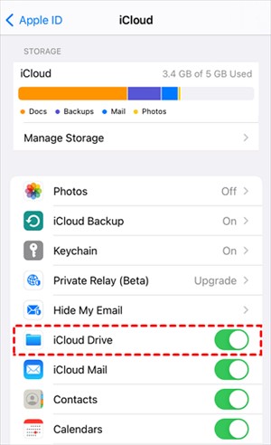 turn on icloud drive on your iphone