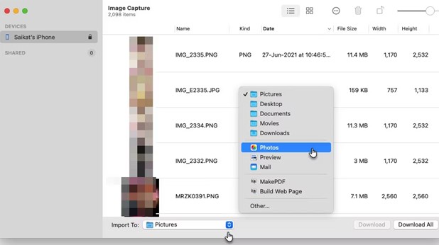 como enviar fotos do ipad para o mac via captura de imagem 