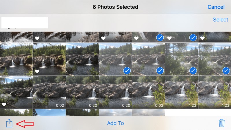 select photos and click share to send ipad photos to mac