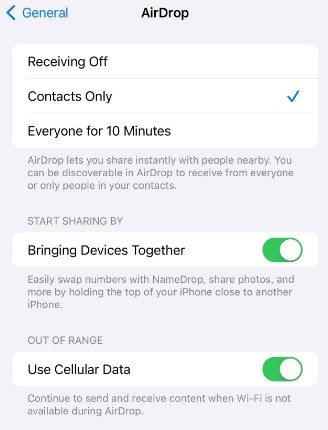 use cellular data to transfer photos from iphone to iphone over the internet 
