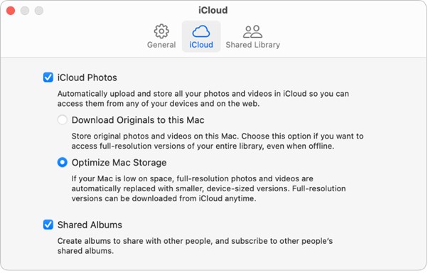 ativar fotos do icloud no mac