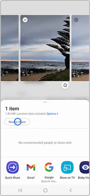 transfert de photos sur samsung s24 à proximité de share