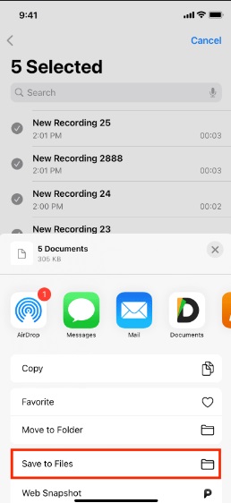 save voice memos to files