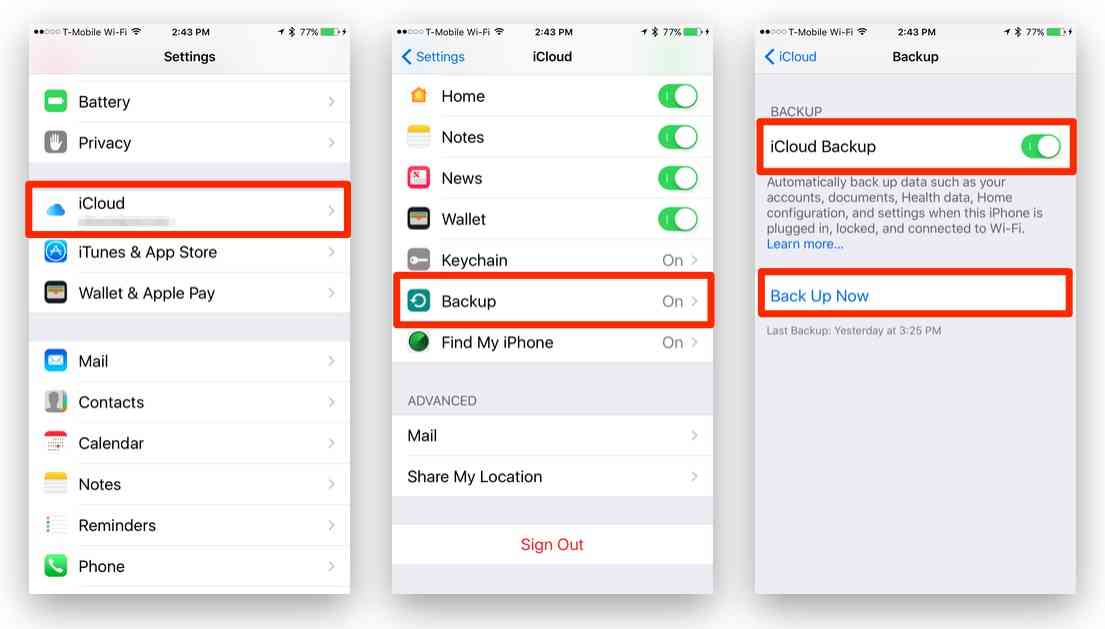 chat backup settings icloud 