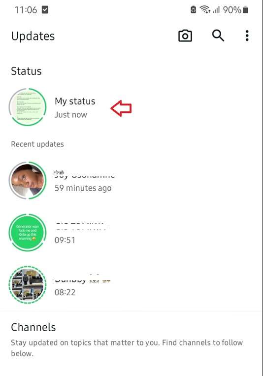 whatsapp status on android 