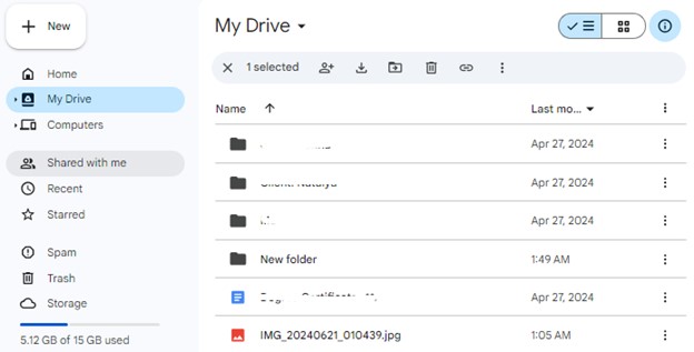 upload photos on a shared folder in google drive