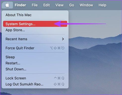 go to system settings on mac