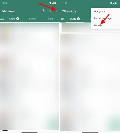 abra o whatsapp no ​​seu celular secundário e vá para configurações