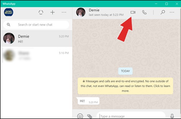 how to video call on whatsapp web - video call icon on whatsapp desktop