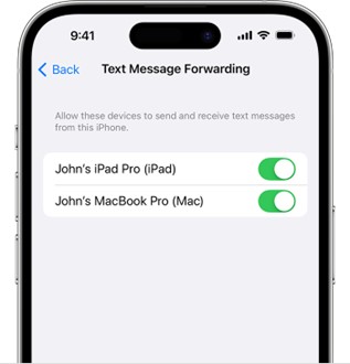 turn on the text message forwarding for your mac to see iphone messages on the computer