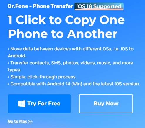 dr.fone phone transfer manager