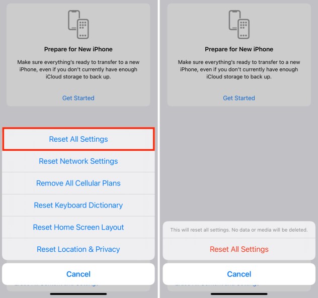 redefinir todas as configurações do iphone 