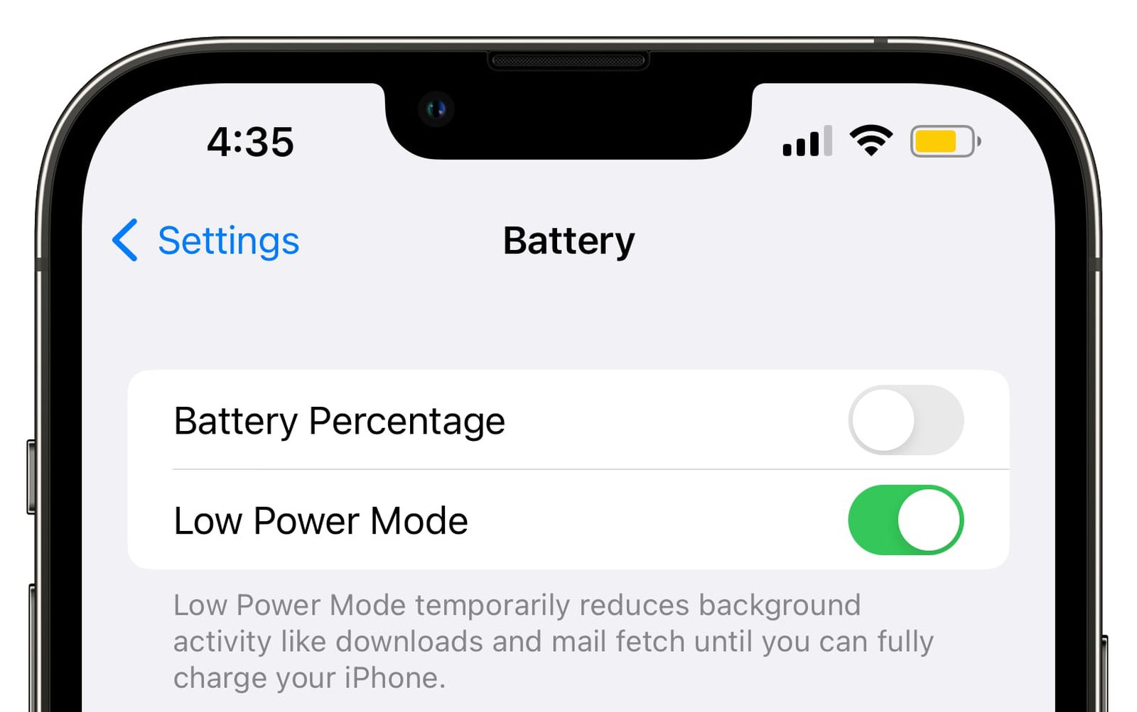 disable low power mode 
