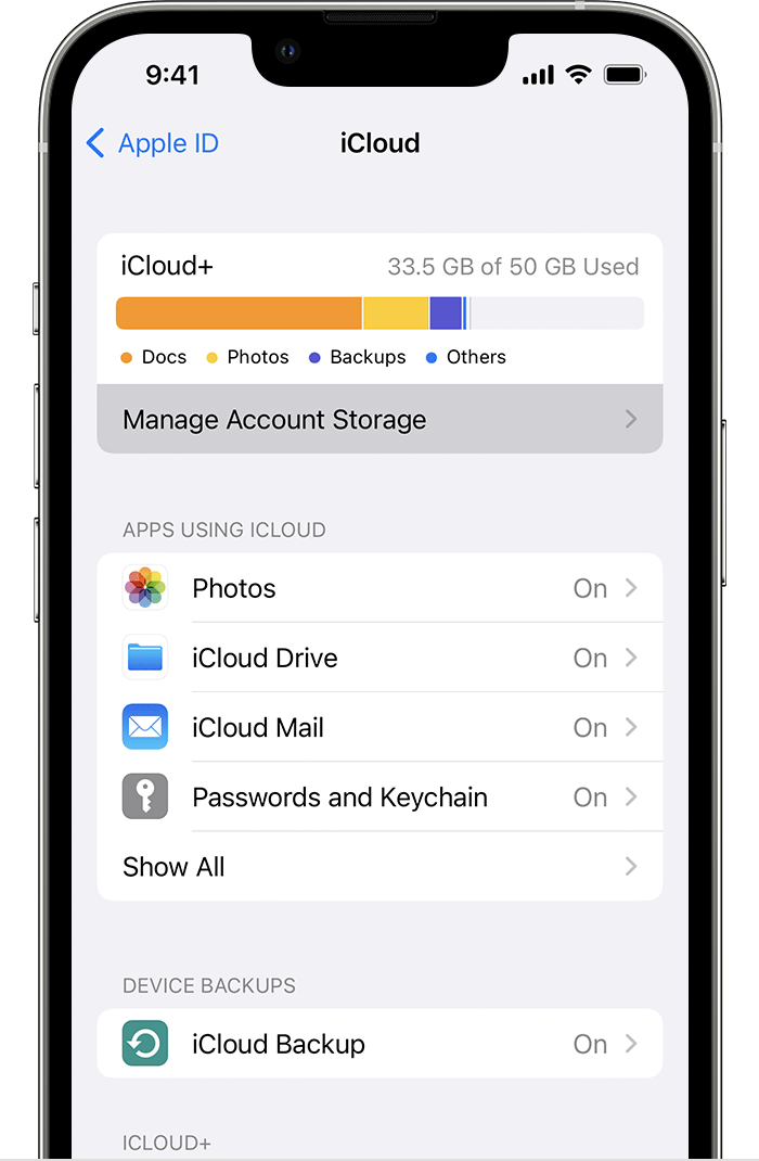 manage icloud storage