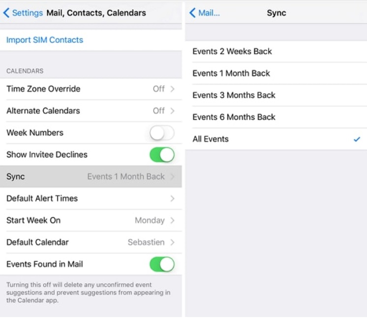 sync calendar settings 