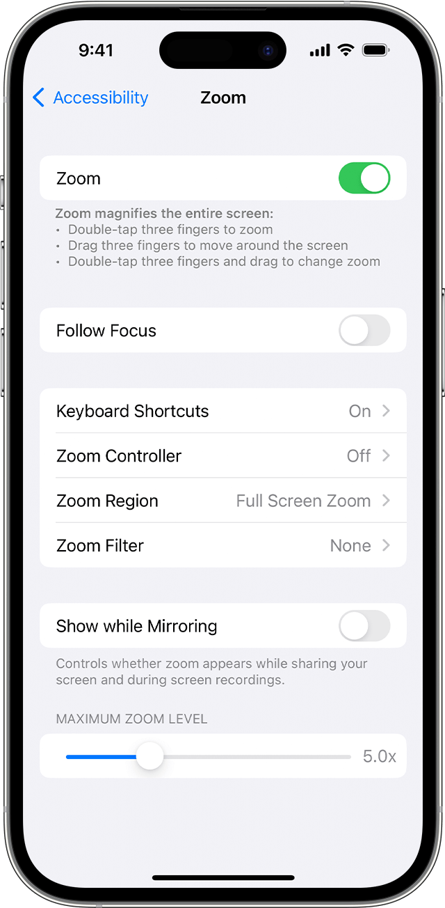 désactiver le mode zoom sur l'iPhone