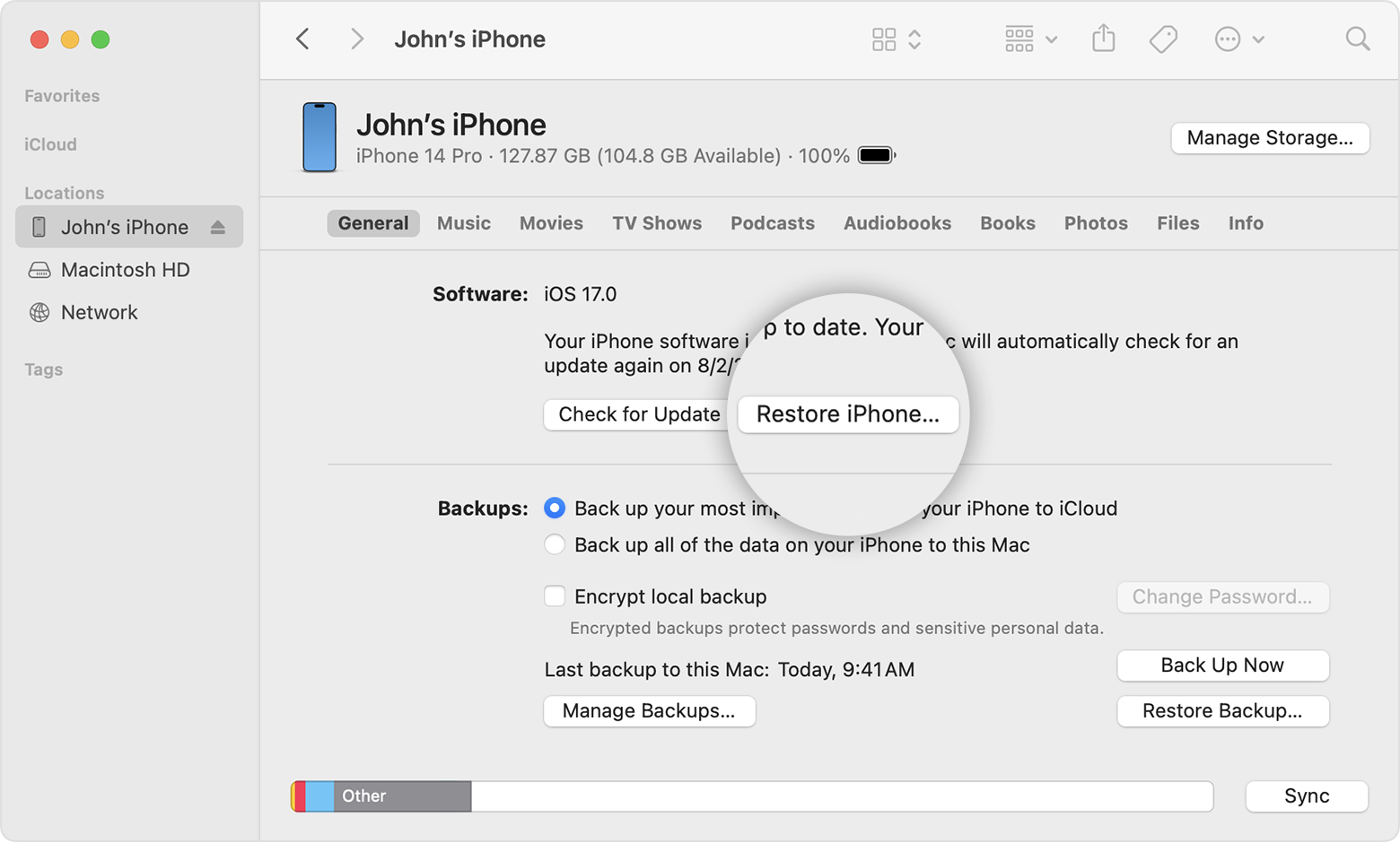 restore iphone via itunes 