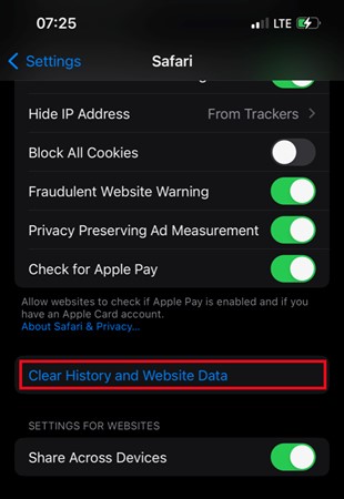 how to clear browser cache on iphone 