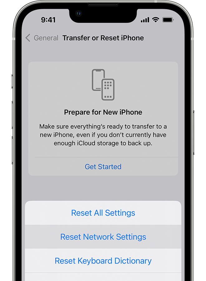 reset network settings on iphone