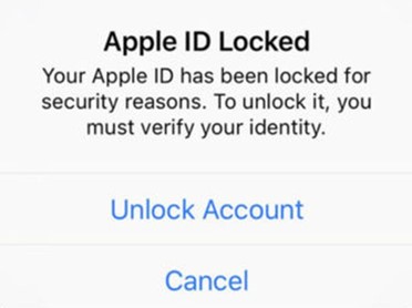 aviso de erro de apple id travado