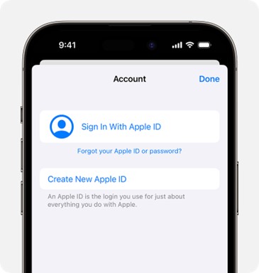 página de iniciar sessão com apple id num iphone