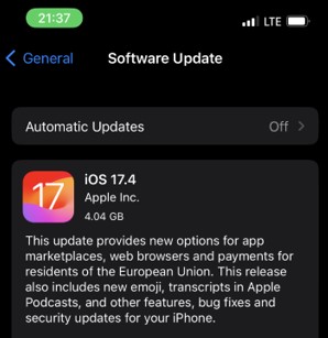 como verificar o tamanho da atualização do software do iphone