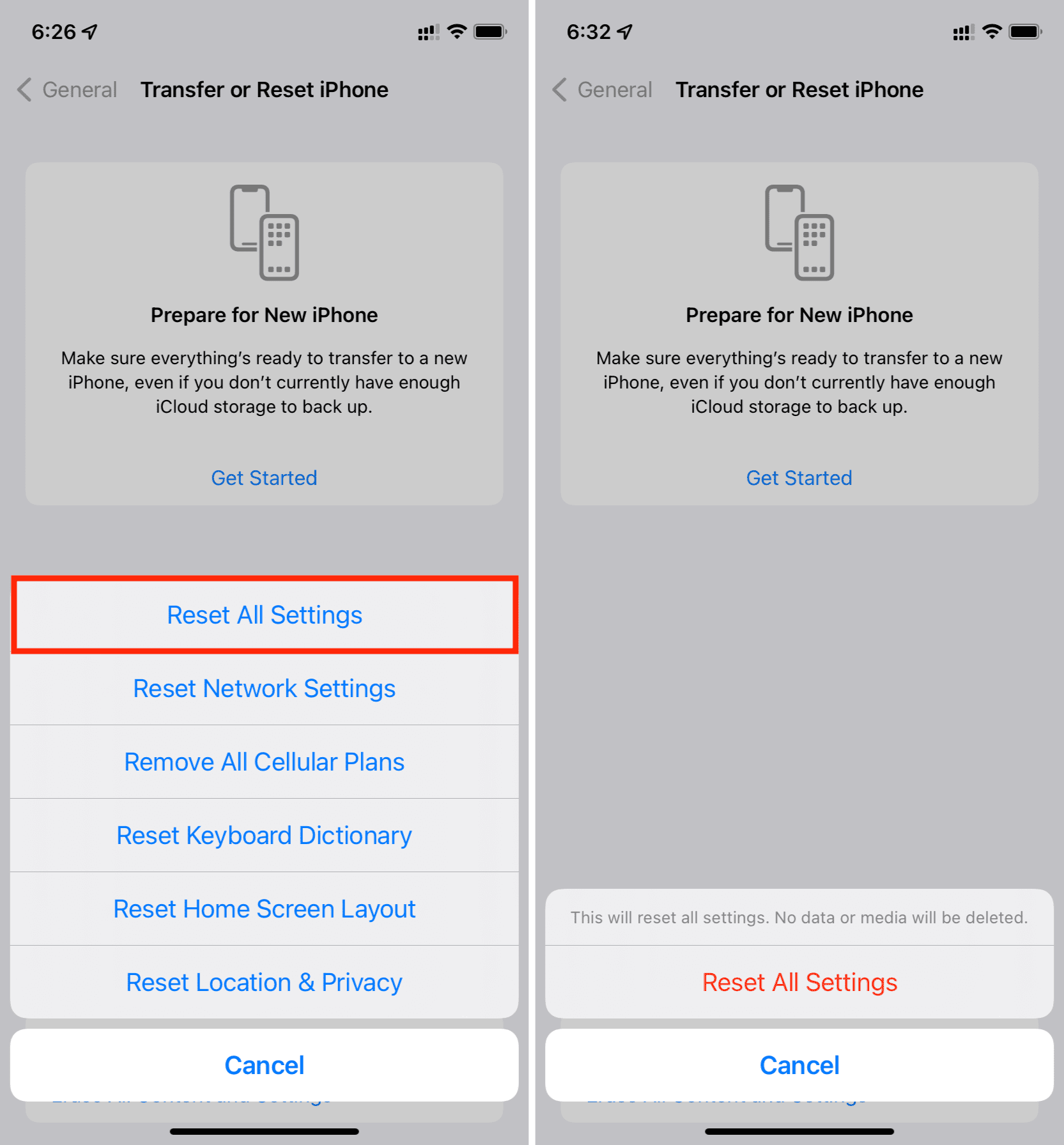 reset all settings if your messages are missing on iphone