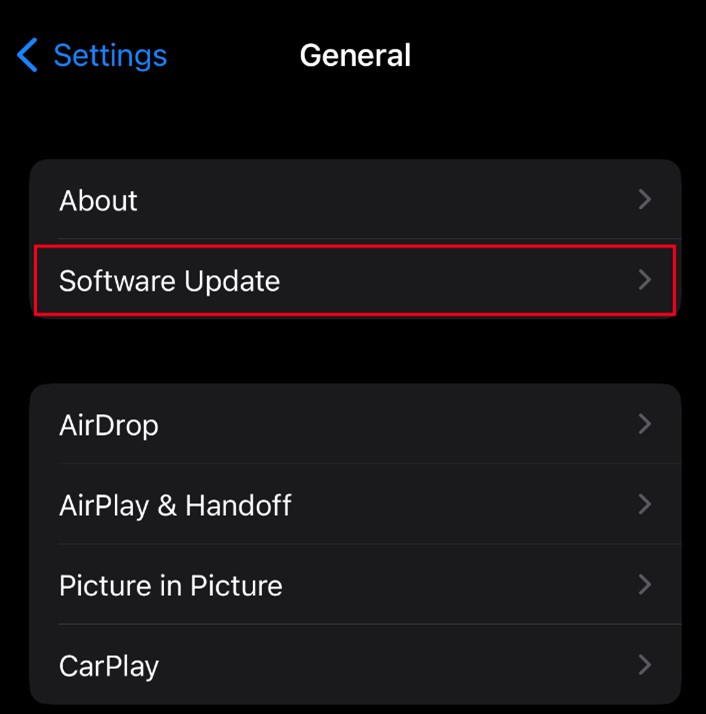 software update settings on iphone