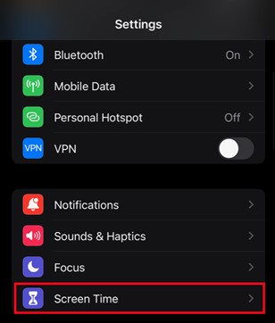 screen time settings on iphone