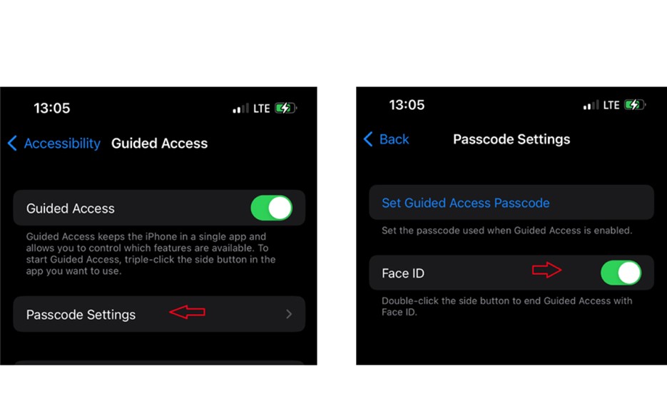 guided access passcode settings 