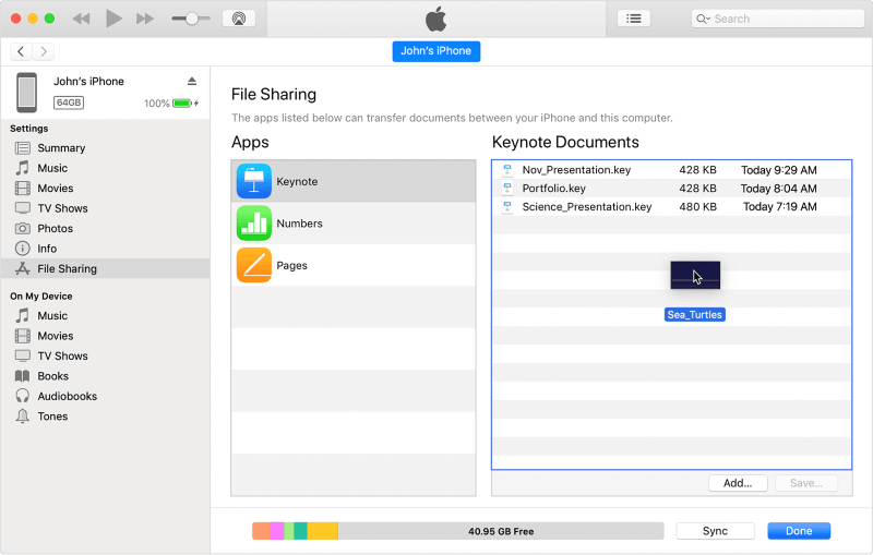 itunes file sharing