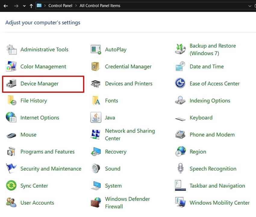 access device manager of windows