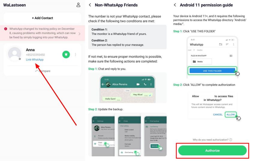 link whatsapp and tap authorize