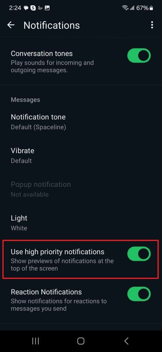 enable use high priority notifications