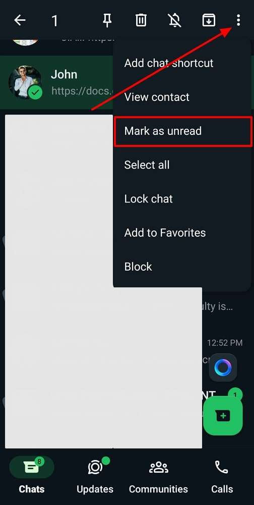 tap mark as read option