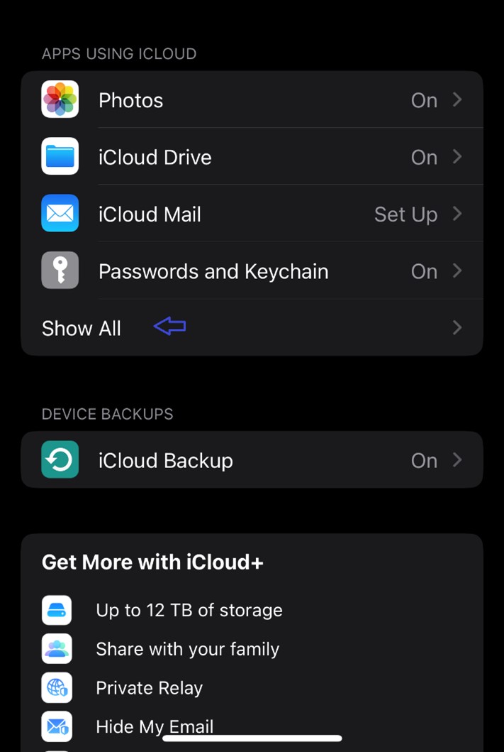go to icloud storage settings on iphone to transfer phone numbers