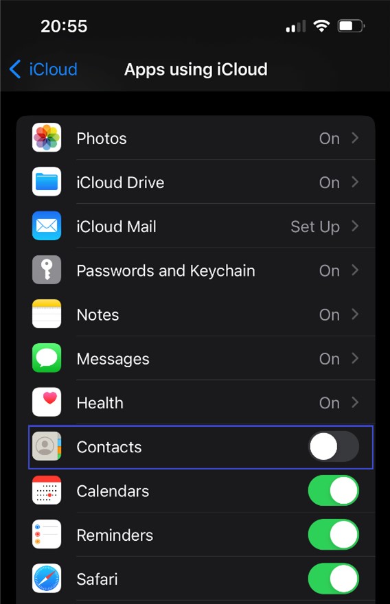 how to enable icloud syncing for contacts on iphone