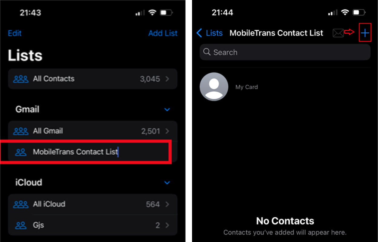 comment ajouter une liste de contacts sur l'iphone pour déplacer des numéros de téléphone vers un nouvel iphone