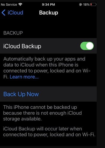 log out and then back into icloud to fix the issue of insufficient storage on iphone