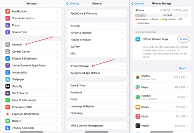 offload unused apps to fix icloud storage issue