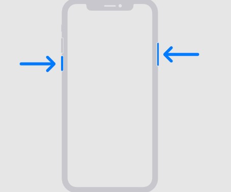 appuyez simultanément sur le bouton d'alimentation et le bouton d'abaissement du volume pour redémarrer votre iPhone