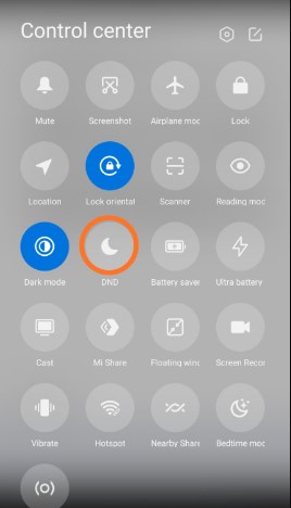 manage the dnd mode from the control center on your android phone